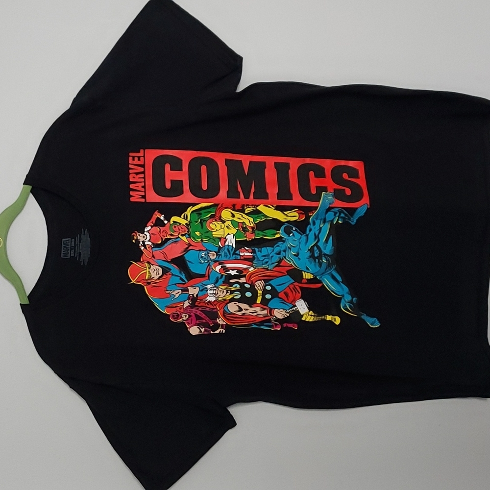 Men's 2XL MARVEL Comics Black Short Sleeve T-Shirt